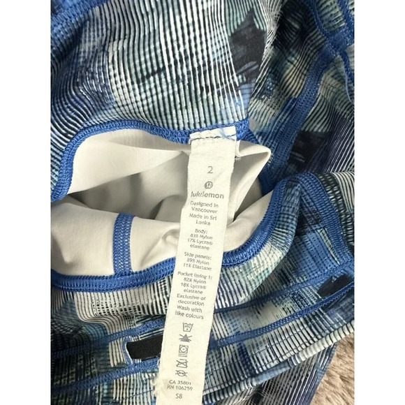 Lululemon On Pace Crop "21" Sun Dazed Multi Blue Mesh Inserts Side Pockets Sz 2 - Picture 9 of 16